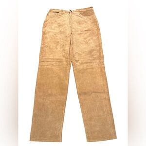 Vintage Bagatelle Size 14 Camel Brown Leather Suede Straight Leg Pants